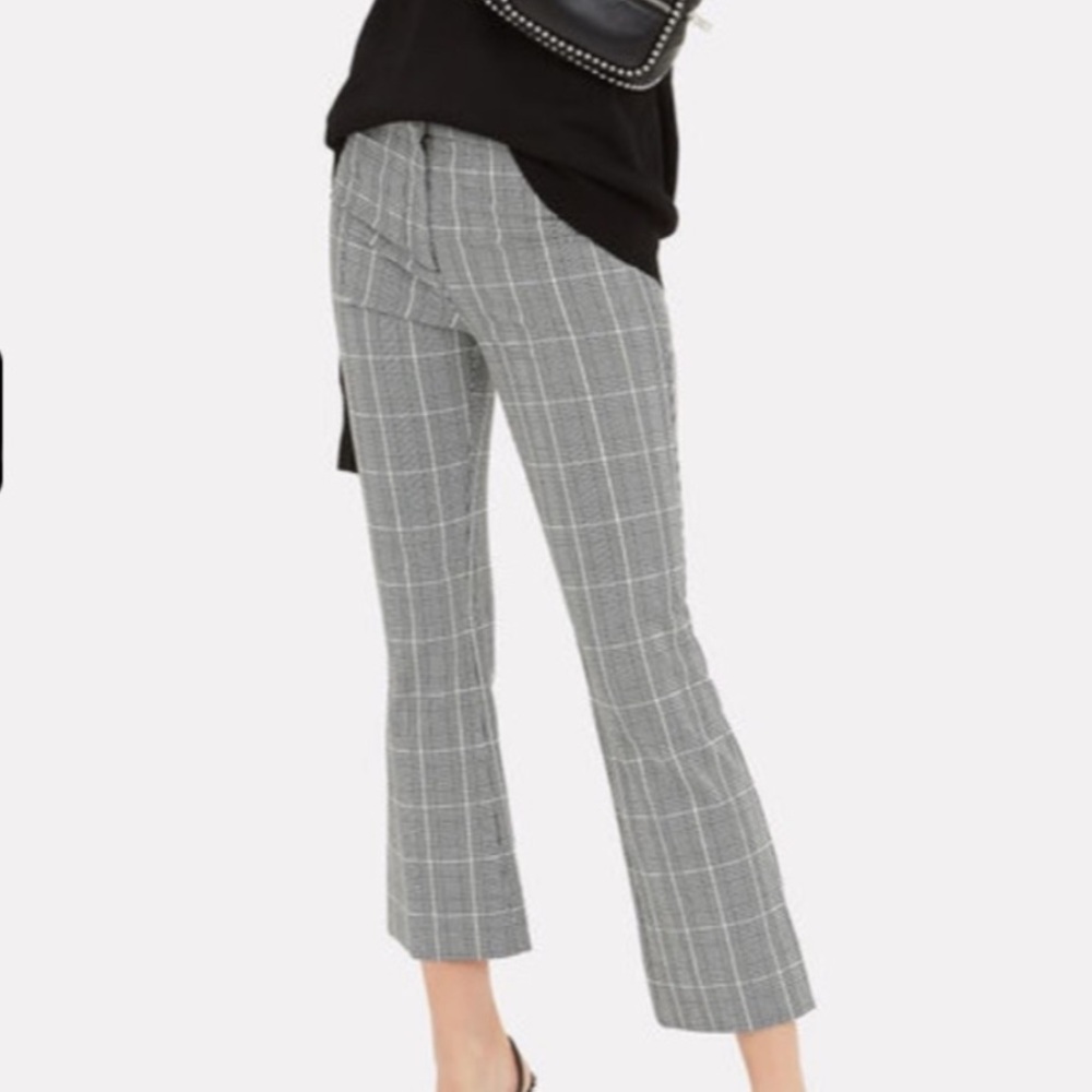 Derek Lam 10 Crosby Plaid Black and White Cropped Straight Leg Pants Size 6